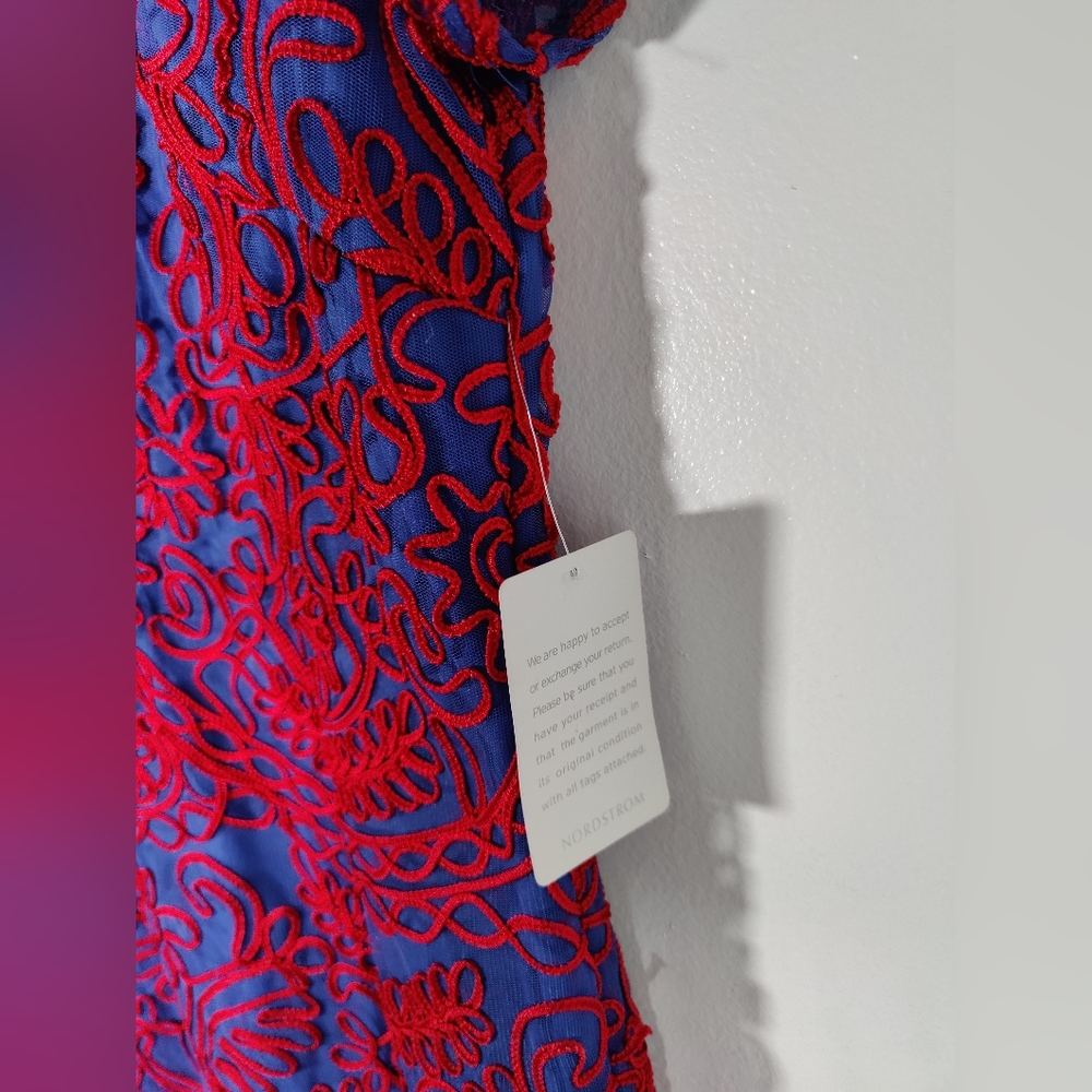 NWT JS Collection Blue and Red Midi Dress Size 8 - Picture 4 of 8